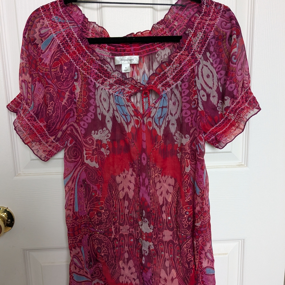 Women's Red Paisley Top